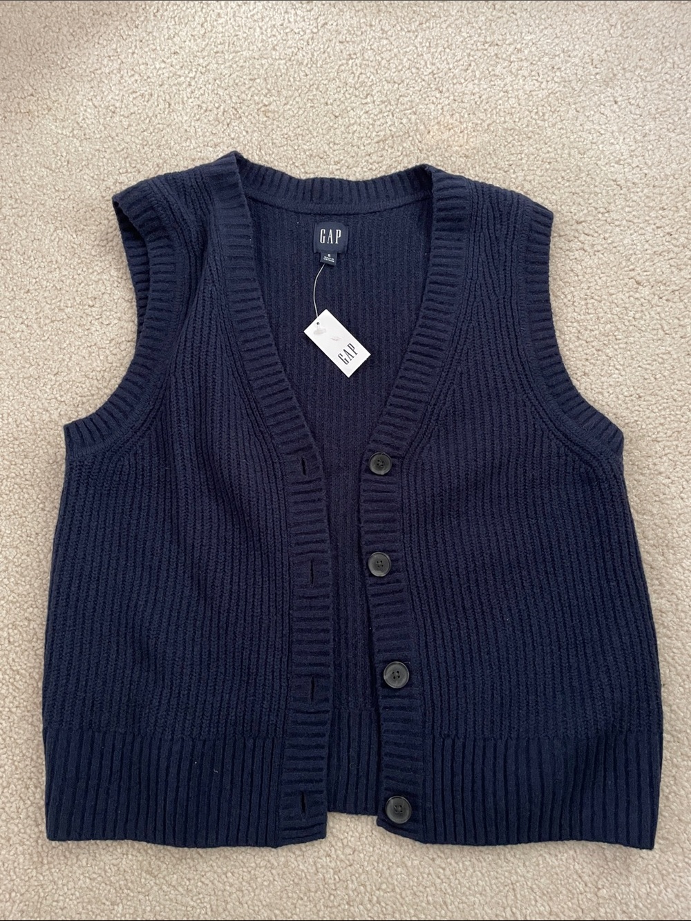 GAP Dark Navy Ribbed Button Vest